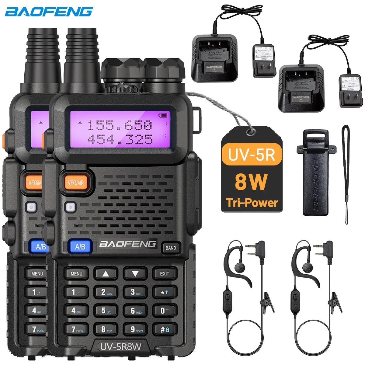 Baofeng UV-5R 8W Dual Band Walkie Talkie 1800mAh Battery