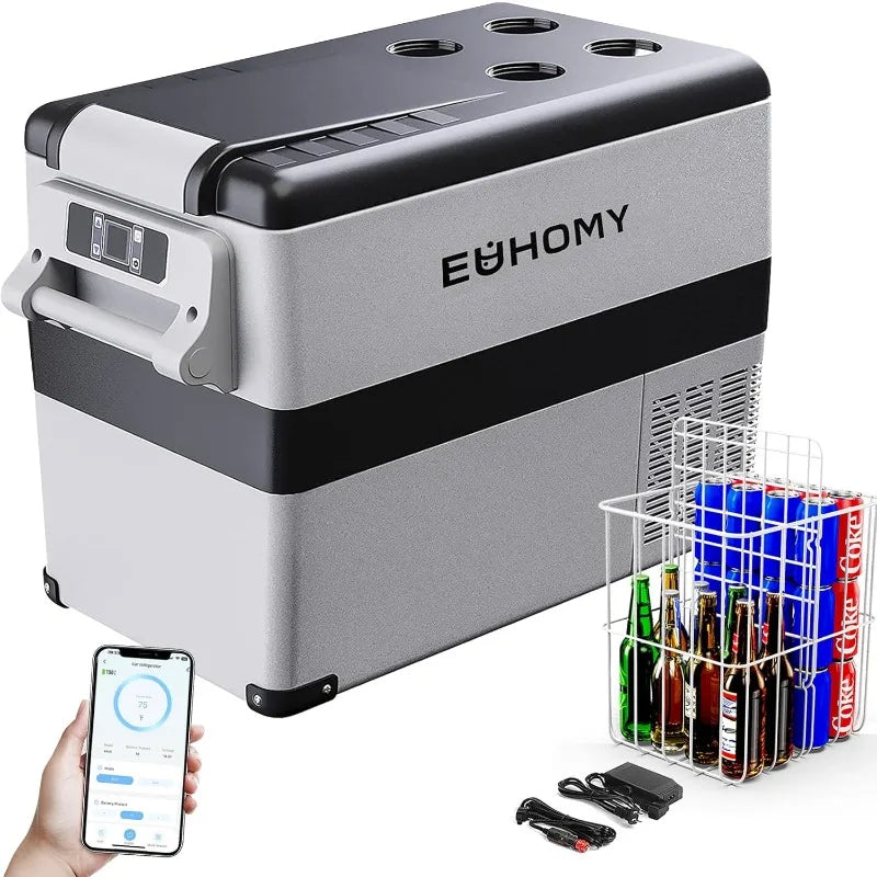Euhomy 12 Volt Refrigerator 47QT Electric Cooler APP Control 12V Fridge Portable Freezer 12 24V DC 110 240V