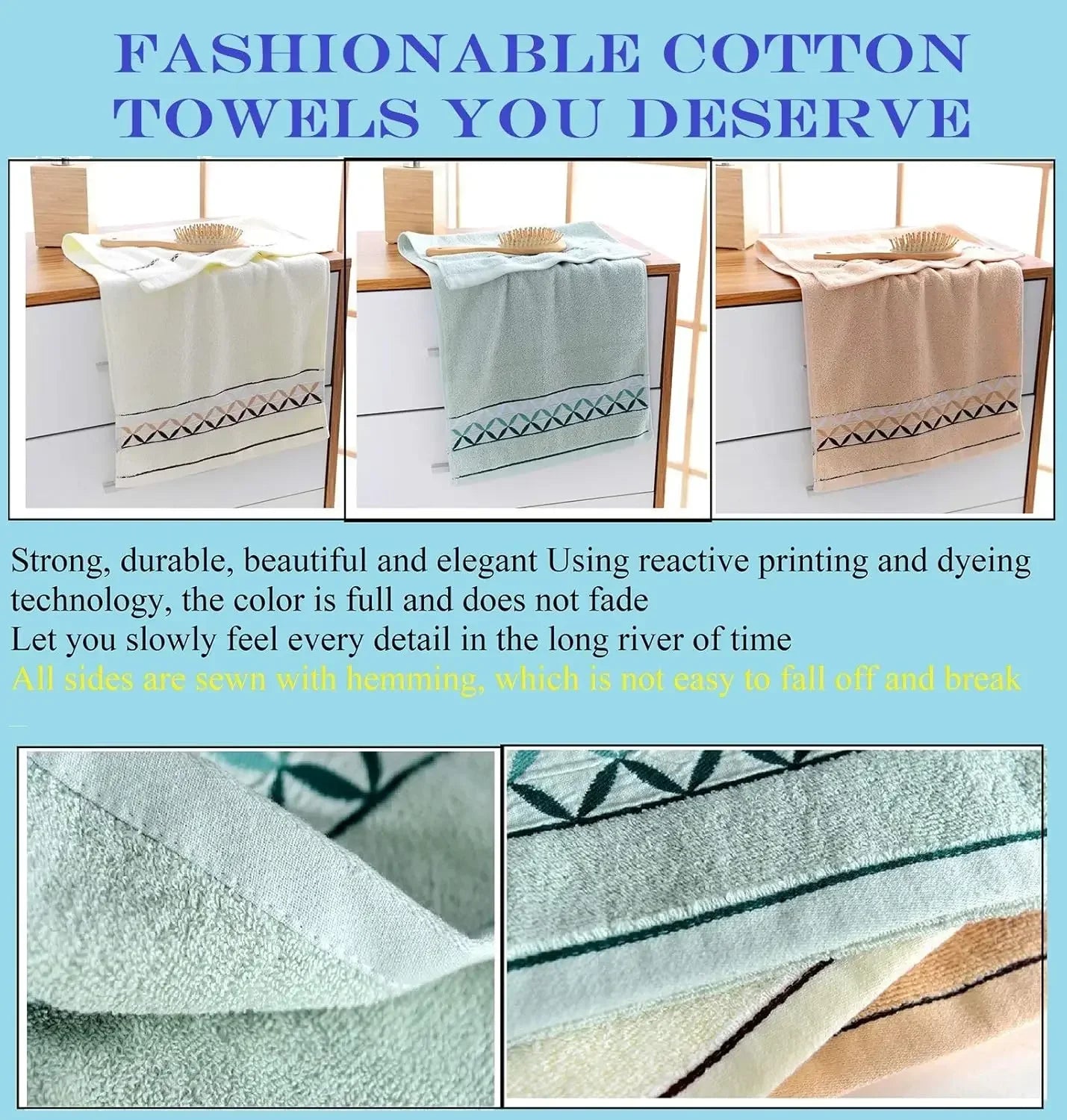 4 Packs Pure Cotton Hand Towels 100 Percent Cotton Face Towels Printed Super Soft High Absorbent Bathroom Towels