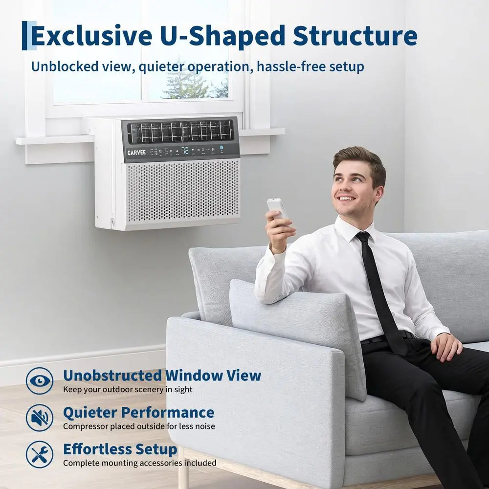 6000 BTU UShaped Window Air Conditioner, Cools Up to 269 Sq.Ft., Ultra Quiet Operation, Energy Efficient, Includes Remote Contr