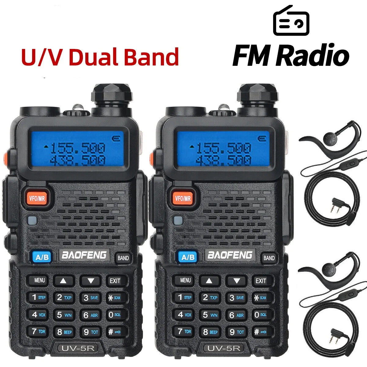 Baofeng UV5R Dual Band Walkie Talkie 128 Channel VOX