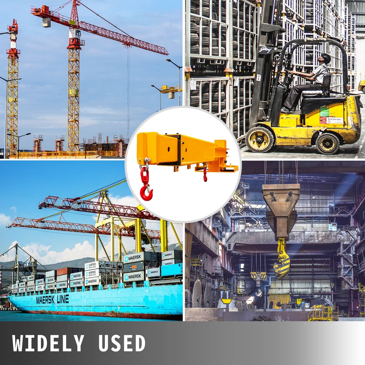 SucceBuy 6000 Lbs 3T Forklift Mobile Crane Lifting Hoist With Truss Jib Boom