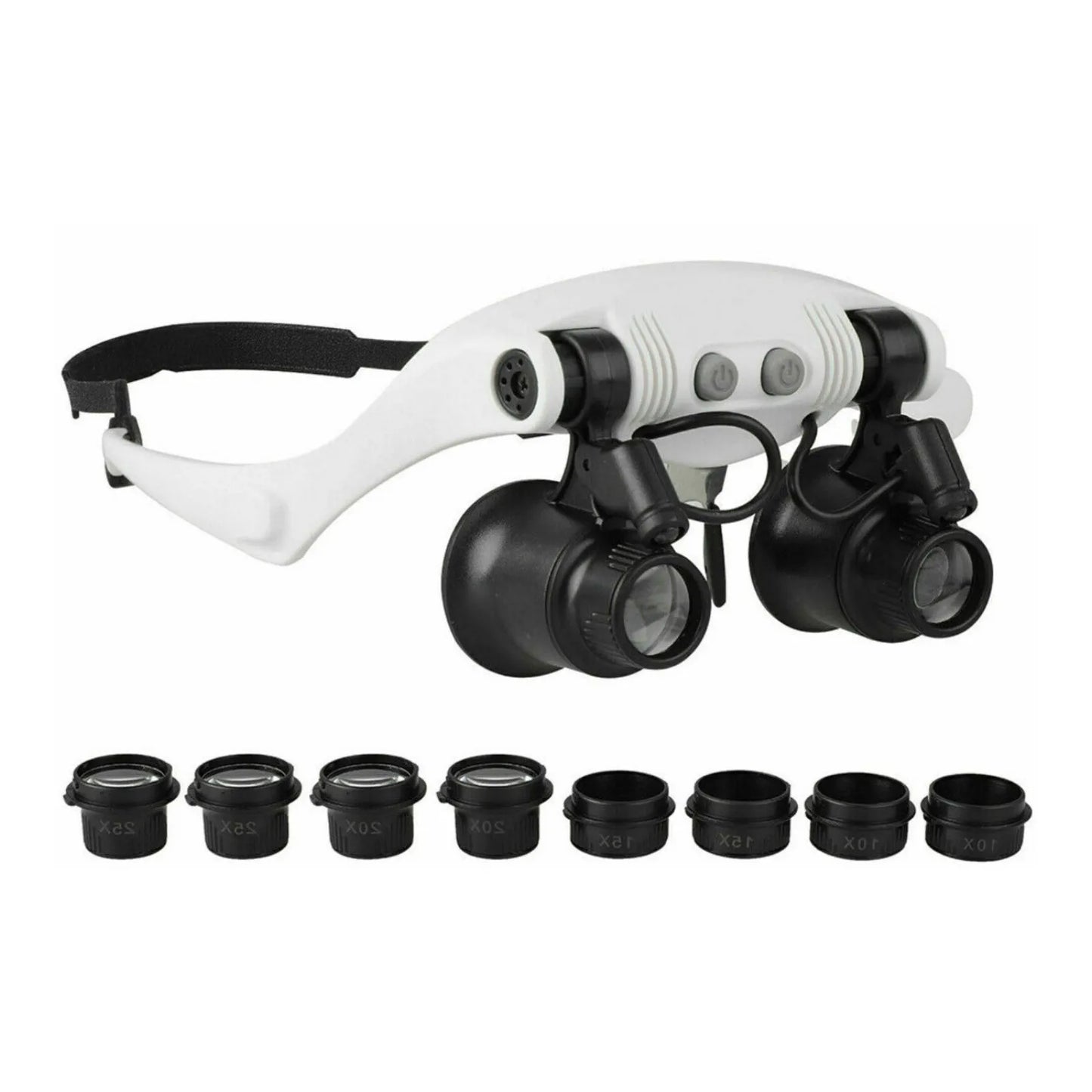 Accurate LED Magnifier 10X 15X 20X 25X Double Eye Jewelry Watch Repair Loupe