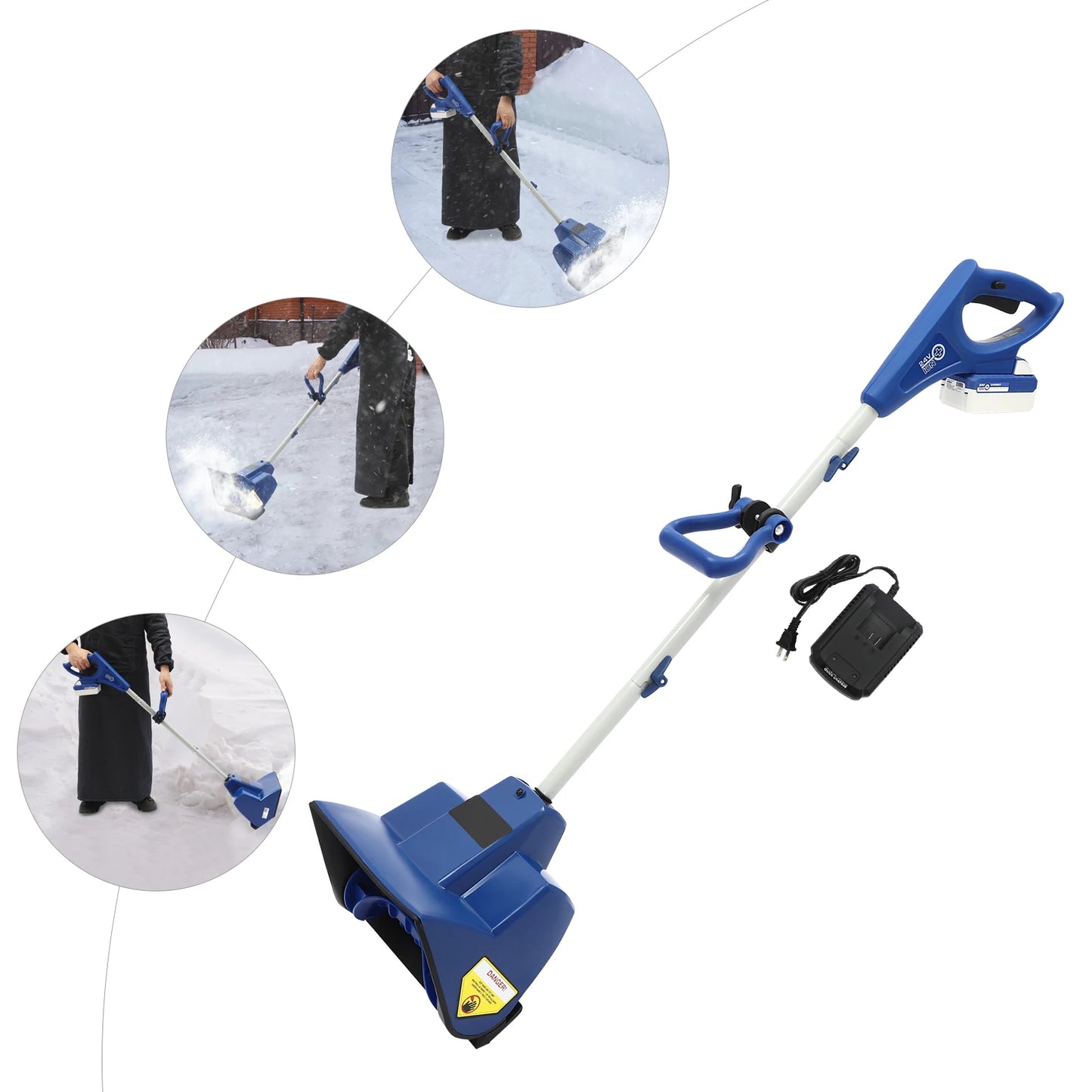 Bymaocar 24V Cordless Rechargeable Snow Thrower Small Electric Push Snow Blower