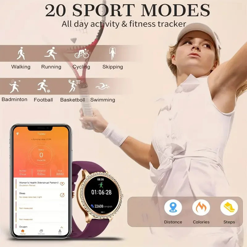 Smart Watches For Women Android And iPhone Full Touch Screen Fitness Tracker With 100 Plus Sports Modes