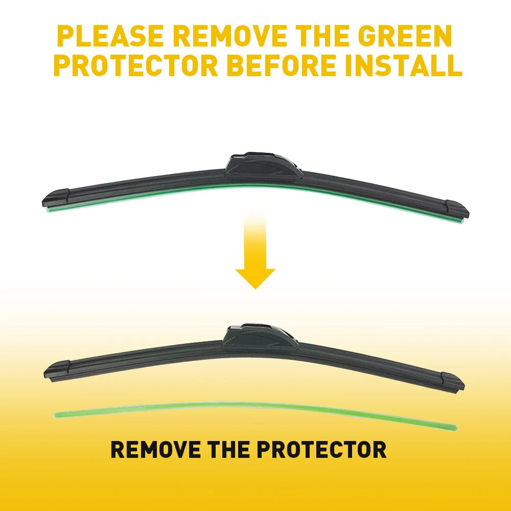 Front And Rear Wiper Arm And Blade Set For Jeep Wrangler 2000 To 2022 Black ABS Rubber Compatible