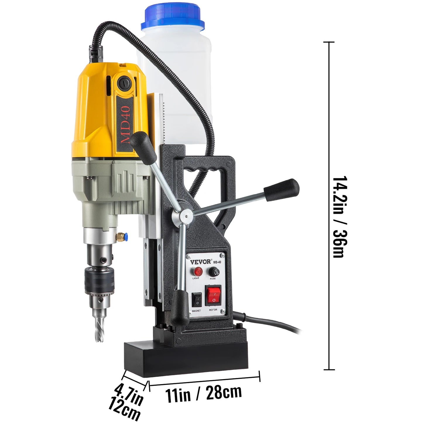SucceBuy 1100W Magnetic Drill Press 7/12 Bits 40mm Electric Mag Bench Tapping Drilling Rig Machine