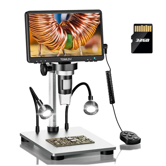 DM9 7 Inch LCD Digital Microscope 500X To 1500X Coin Soldering Magnifier 12MP