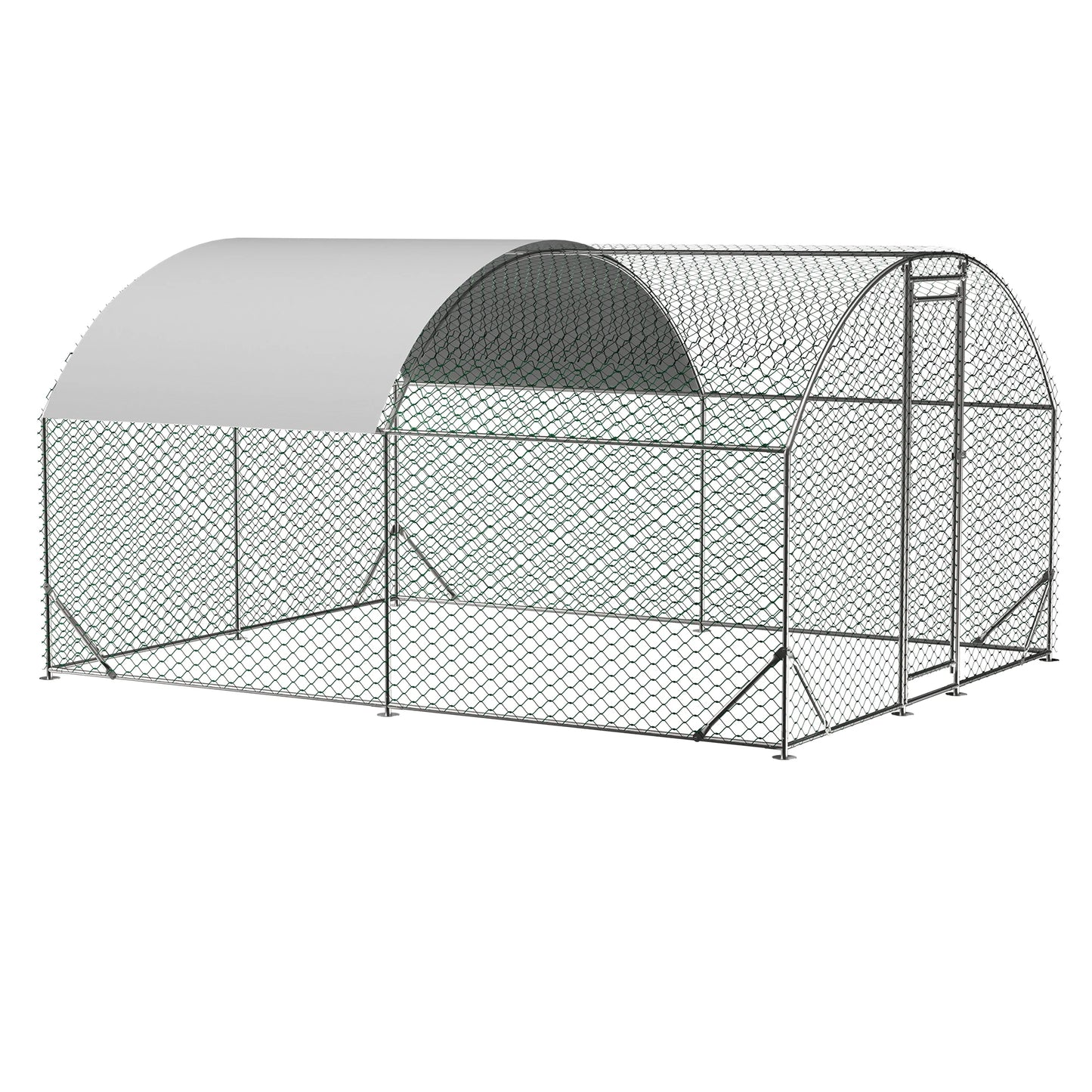 LZBEITEM Large Chicken Coop Metal Chicken Run with Waterproof Anti-UV Cover Dome Shaped Walk-in Fence Cage Hen House