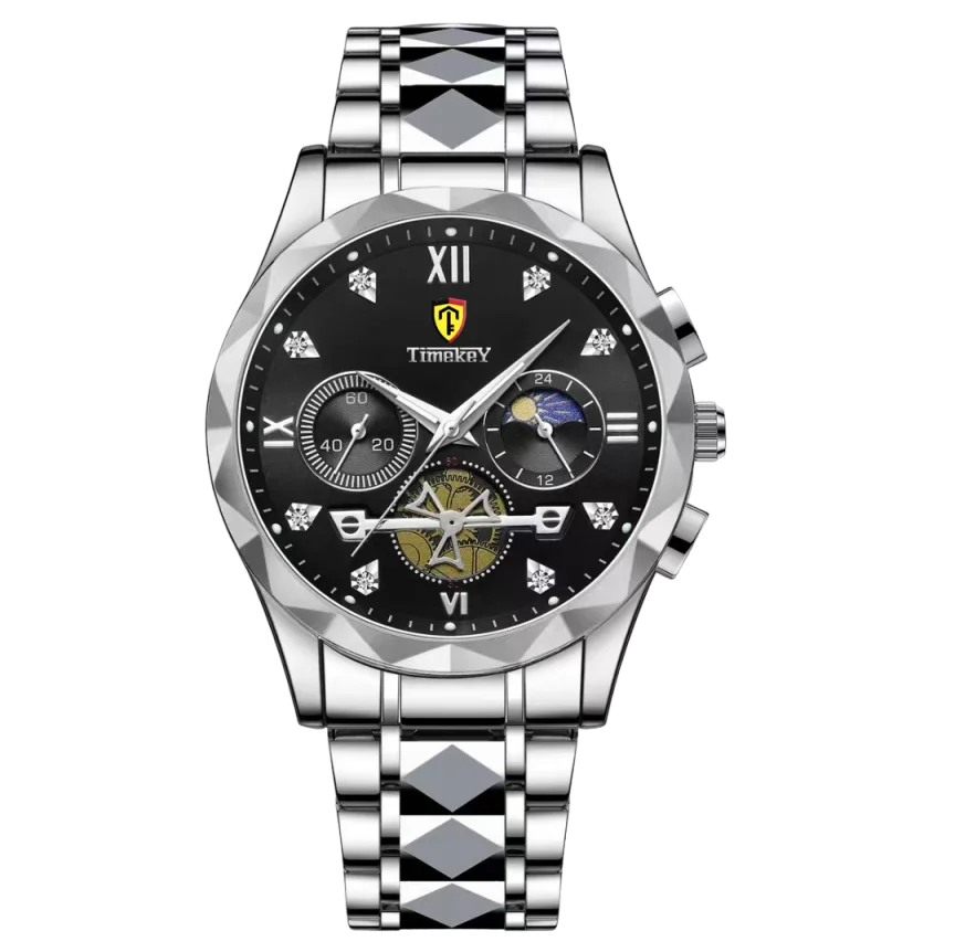 Luxury Quartz Watch for Men Waterproof Sports Leather Chronograph Luminous Design with Box