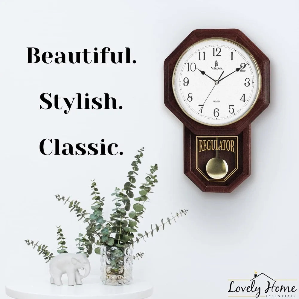 Schoolhouse Design Quiet Non Chiming Wooden Battery Operated Decorative Wall Clock for Living Room 18x11