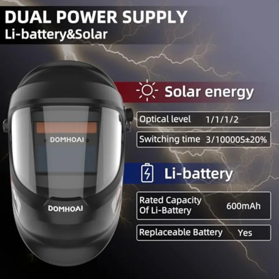 Welding Helmet Auto Darkening True Color 1 1 1 2 Optical Clarity Solar Powered Welding Hood Wide Shade 4 913 for TIG MMA MIG AR