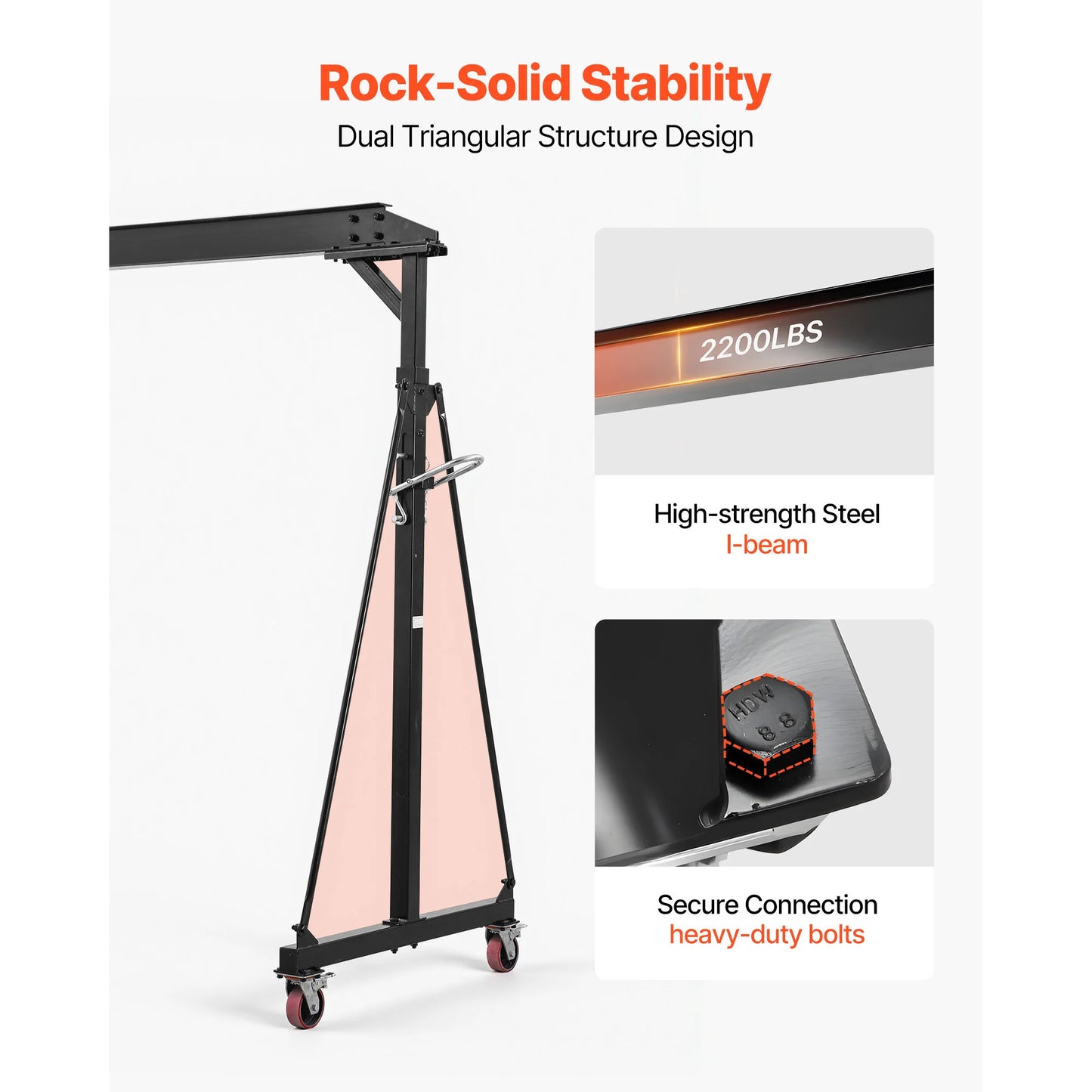 SucceBuy 2200/4400 lbs Adjustable Gantry Crane Portable Shop Lift Hoist with Height Adjustable & Locking Wheels for Factory