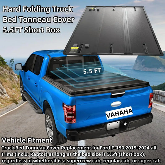 AP03 5.5 Feet Hard Tri-Fold Truck Bed Tonneau Cover for Ford F150 2015 to 2024