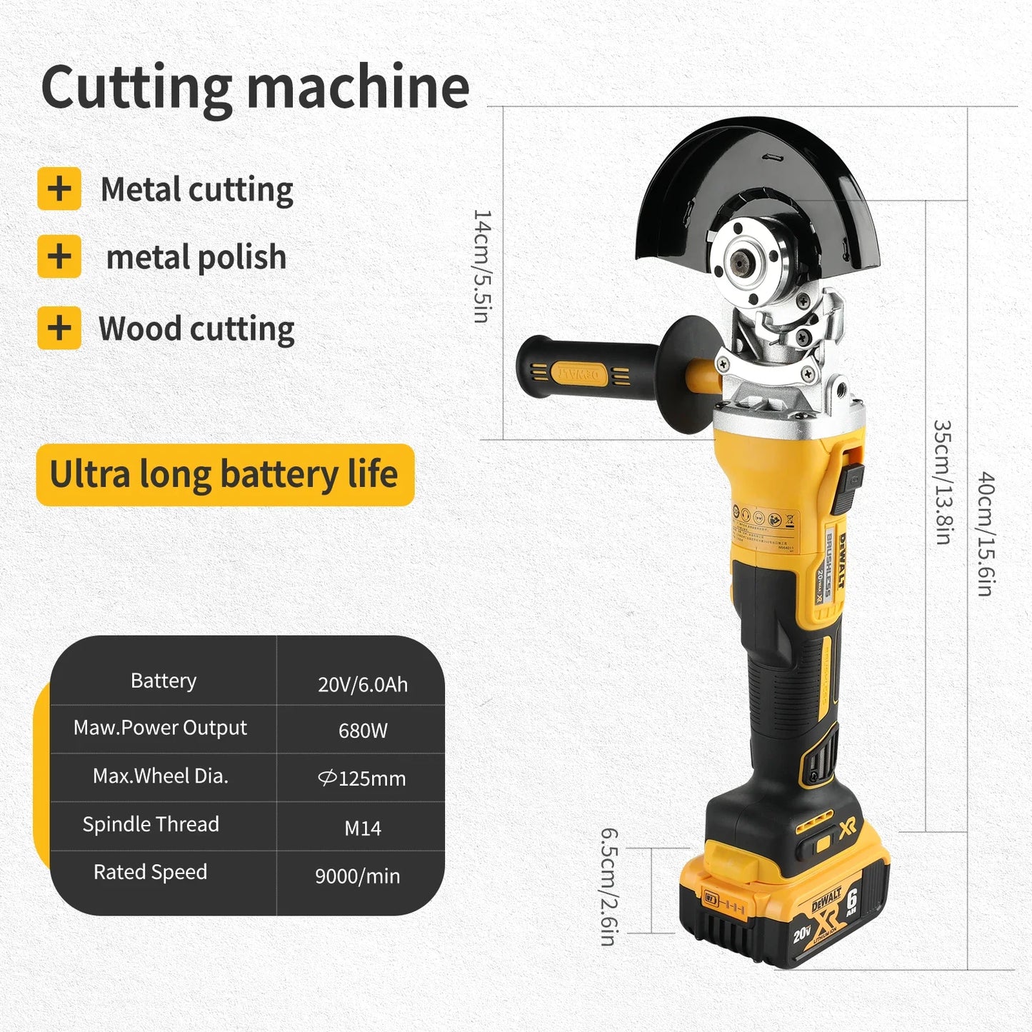 2025 DEWALT DCG405FN 125mm Flat Head Angle Grinder Bare Machine 18V Lithium Powered Brushless Tool for Precise Cutting