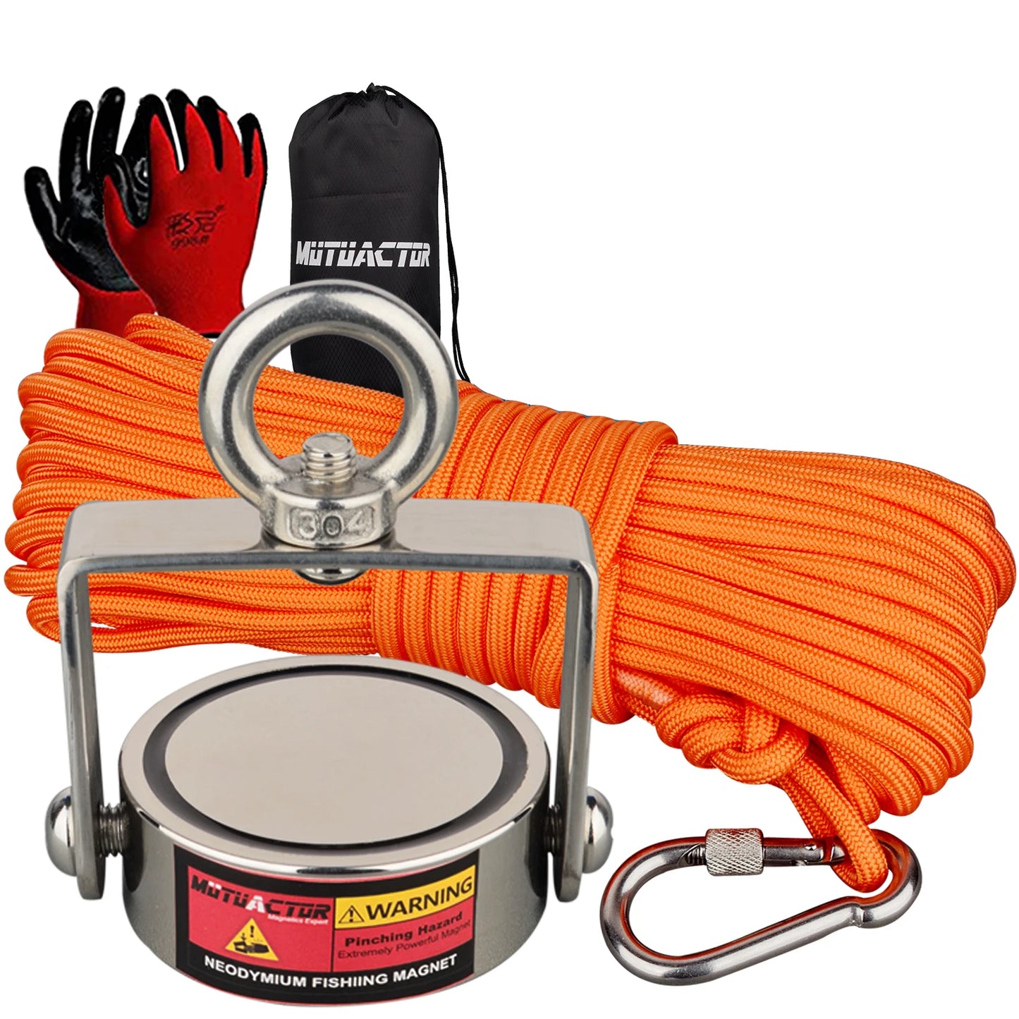 Rotatable 200KG N52 Fishing Magnet Set with 20M Rope and 304 Eyebolt for Outdoor Adventure Gift