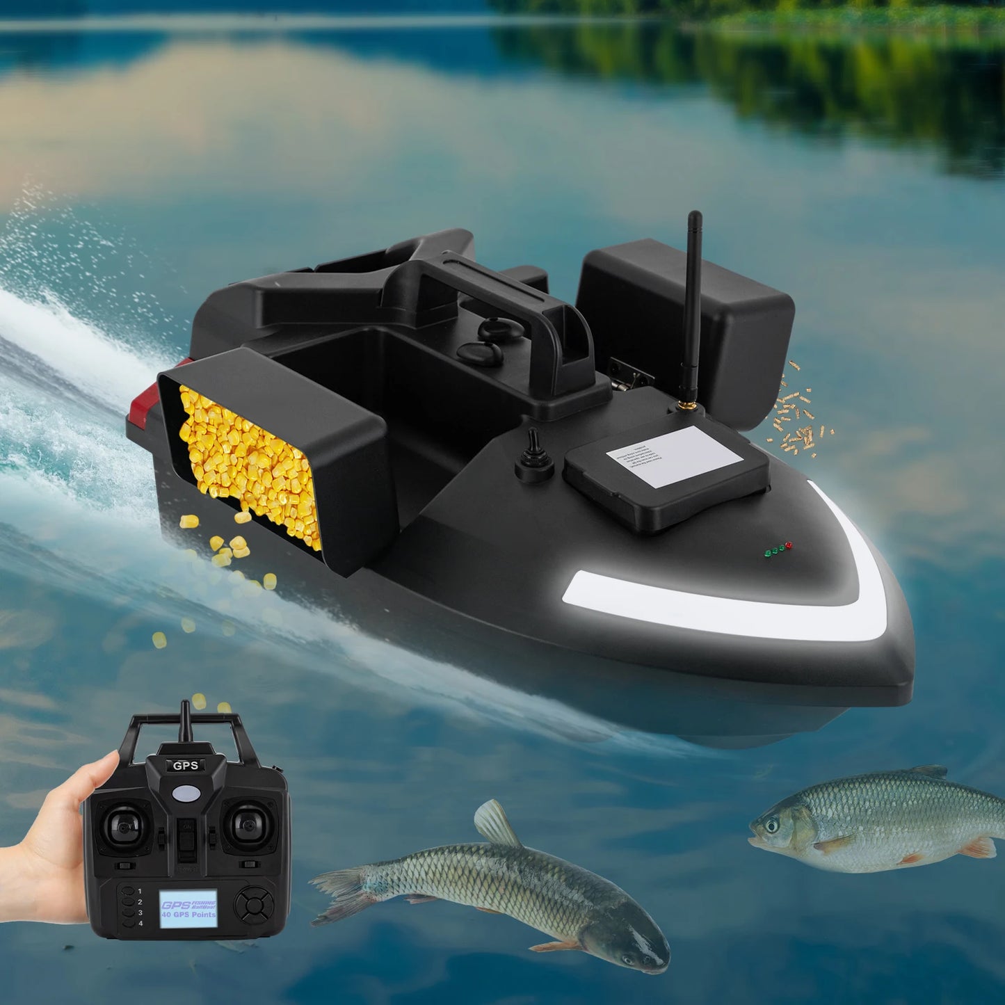 Rechargeable Fishing Bait Boat 500m Remote Control GPS Fish Finder with Charger