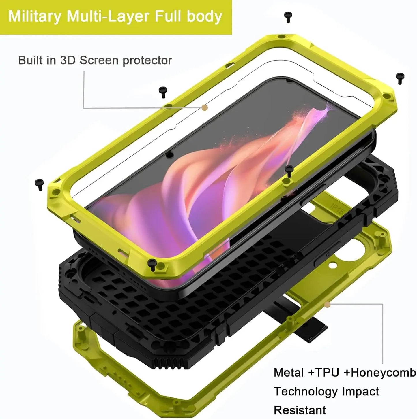 Heavy Duty Aluminium IPhone Case For 15 14 13 12 11 Pro Max Drop Tested 6ft