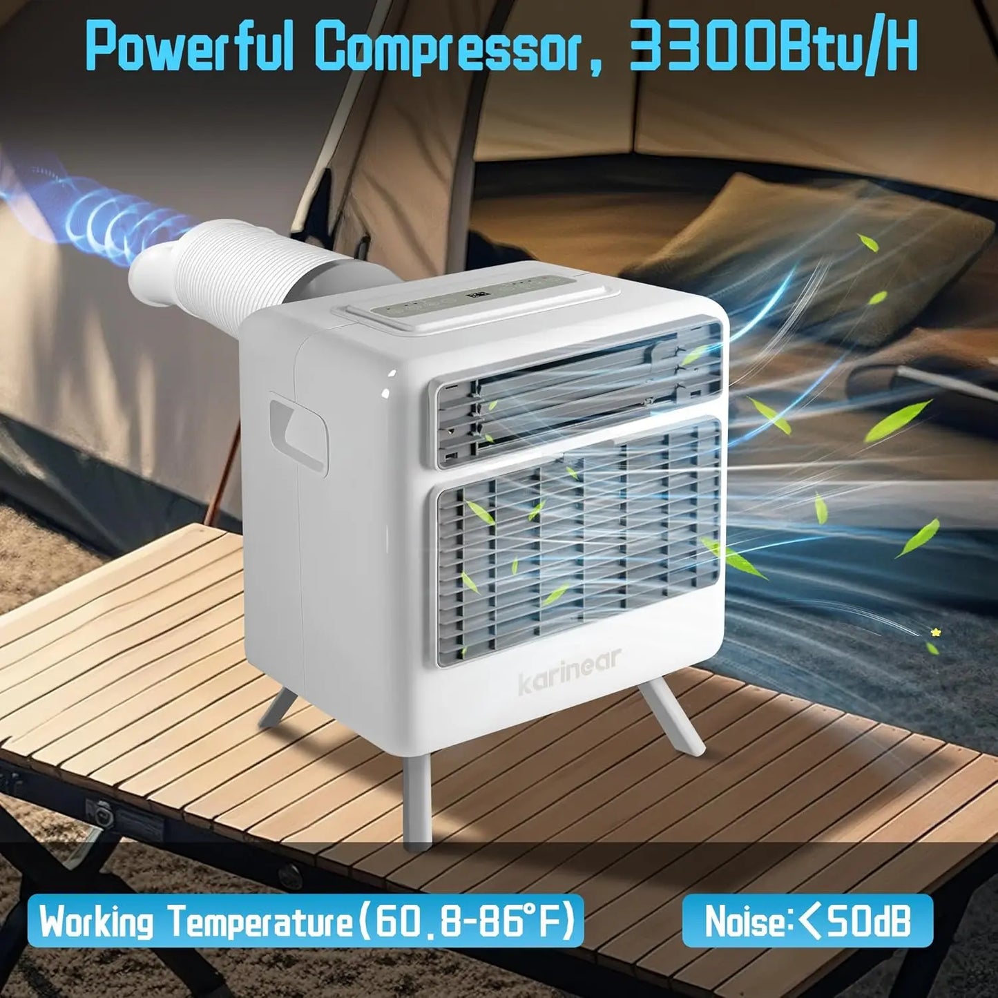 Portable Camping Tent Air Conditioner 3300BTU 436W 60F Grey