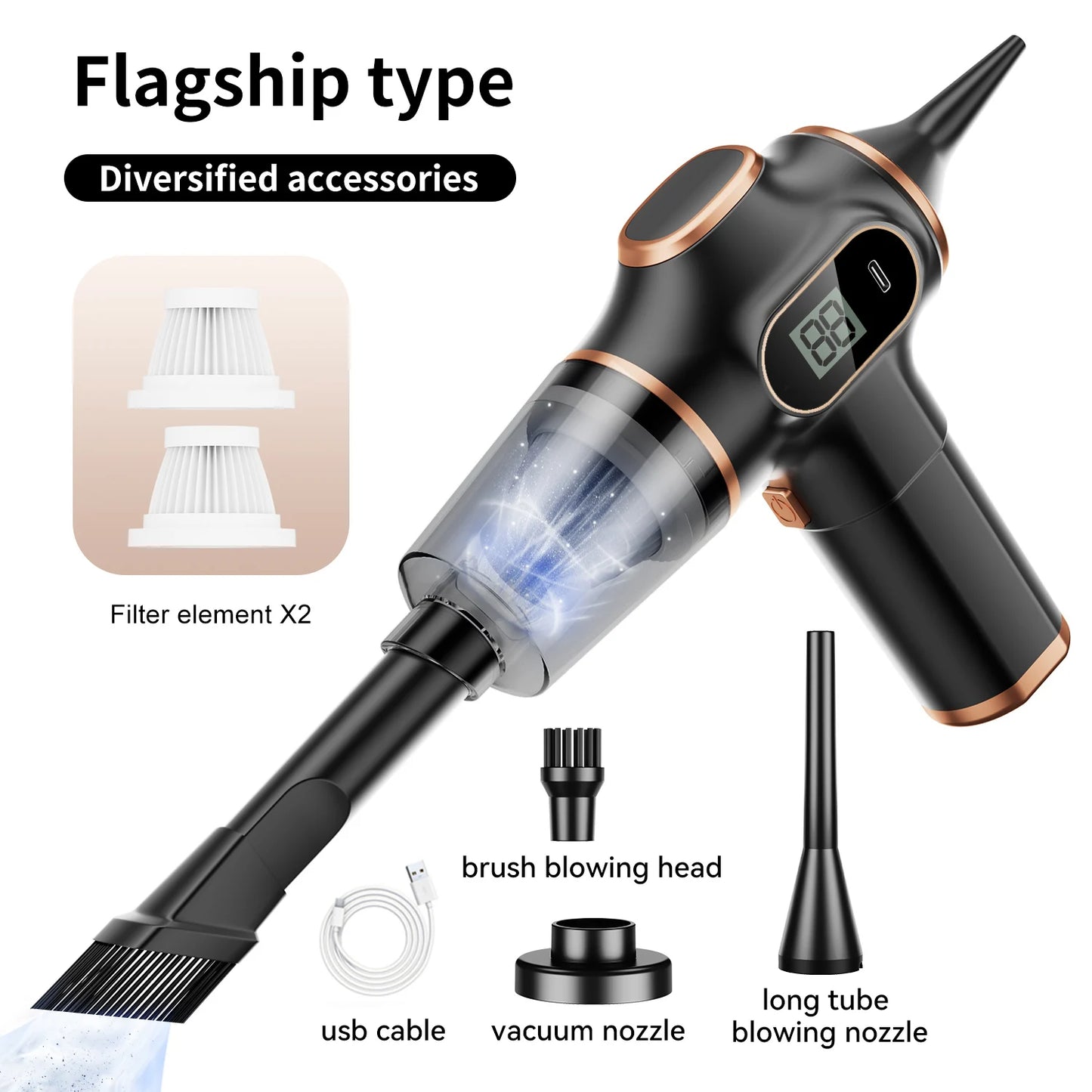ABS Wireless Car Vacuum Cleaner High Power Mini Household Cleaning Machine for Home Office and Sofa