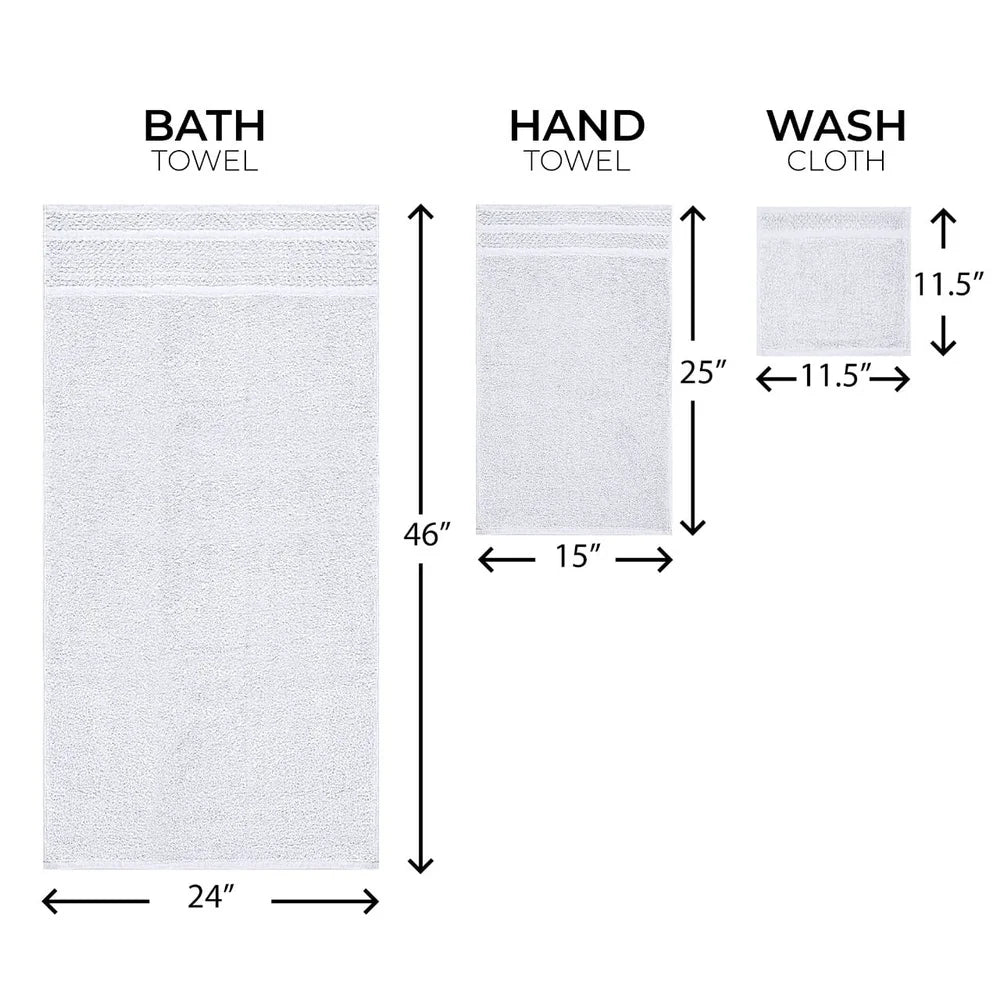 10 Piece Cotton Towel Set Quick Dry Soft Absorbent Bath Towels Hand Towels Washcloths Fade Resistant Durable Textured Border