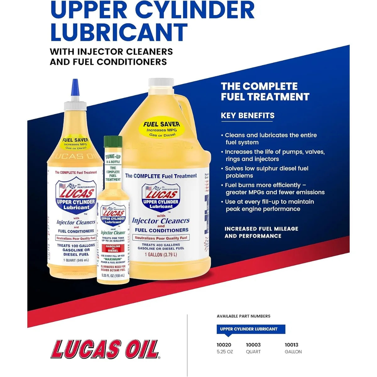 Lucas Oil 10013 Fuel Treatment Four Pack Gallon Injector Cleaner Universal Fit