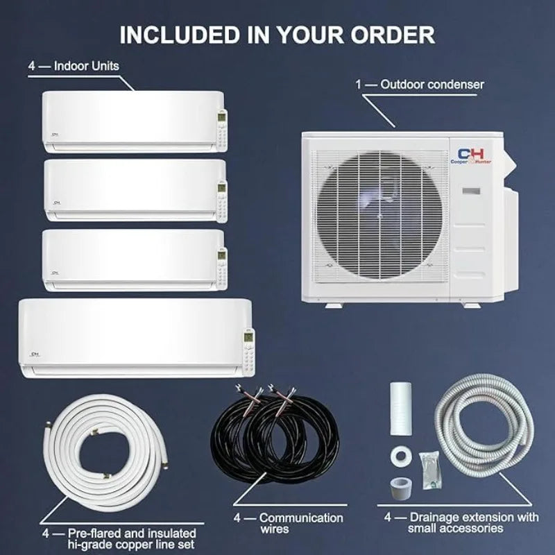 36,000 BTU 4-Zone Mini Split Heat Pump With 25 Ft Kit 23.9 SEER2
