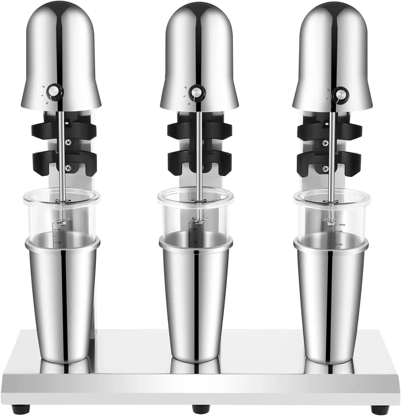 Commercial Grade Triple Head Stainless Steel Milkshake Maker with 800ml Blend Cups for Home Kitchen