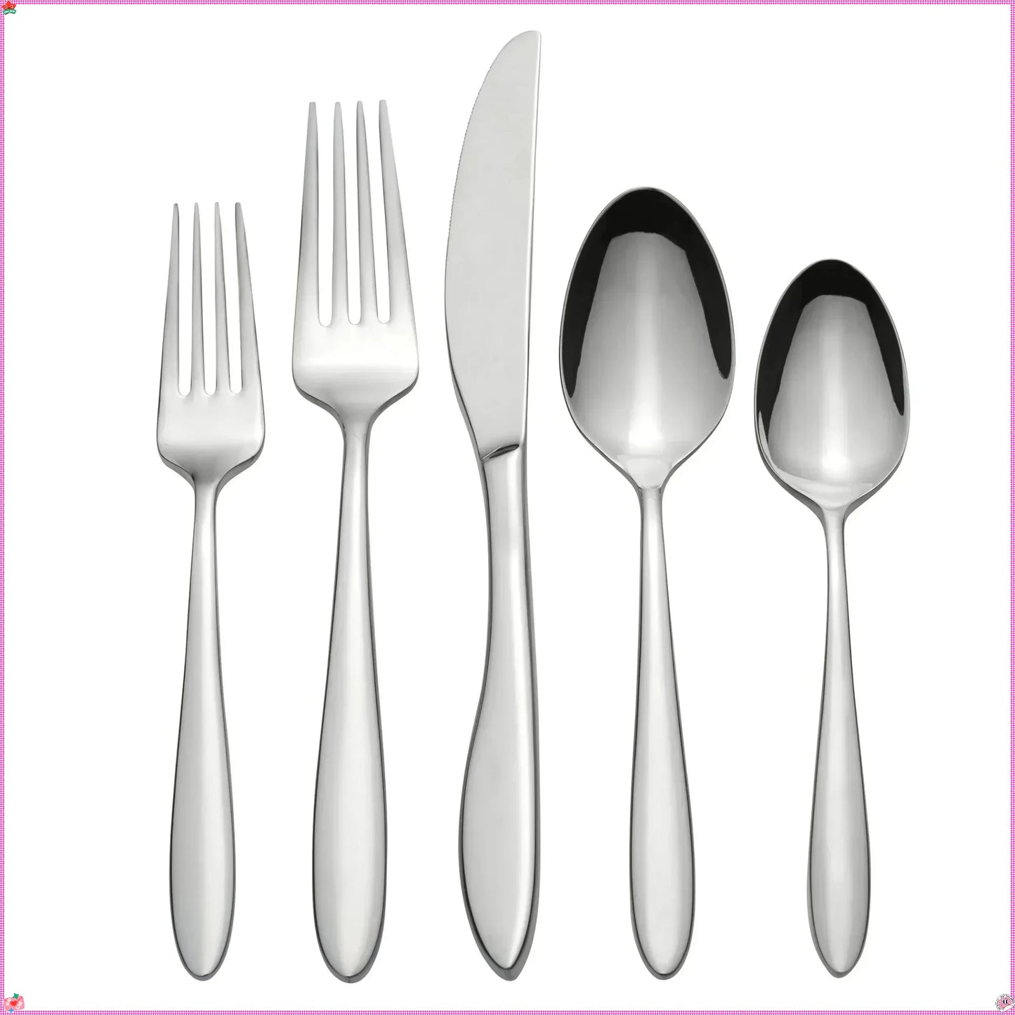 Stainless Steel Silverware Set For 4 With Wood Tray 20 Piece Dishwasher Safe
