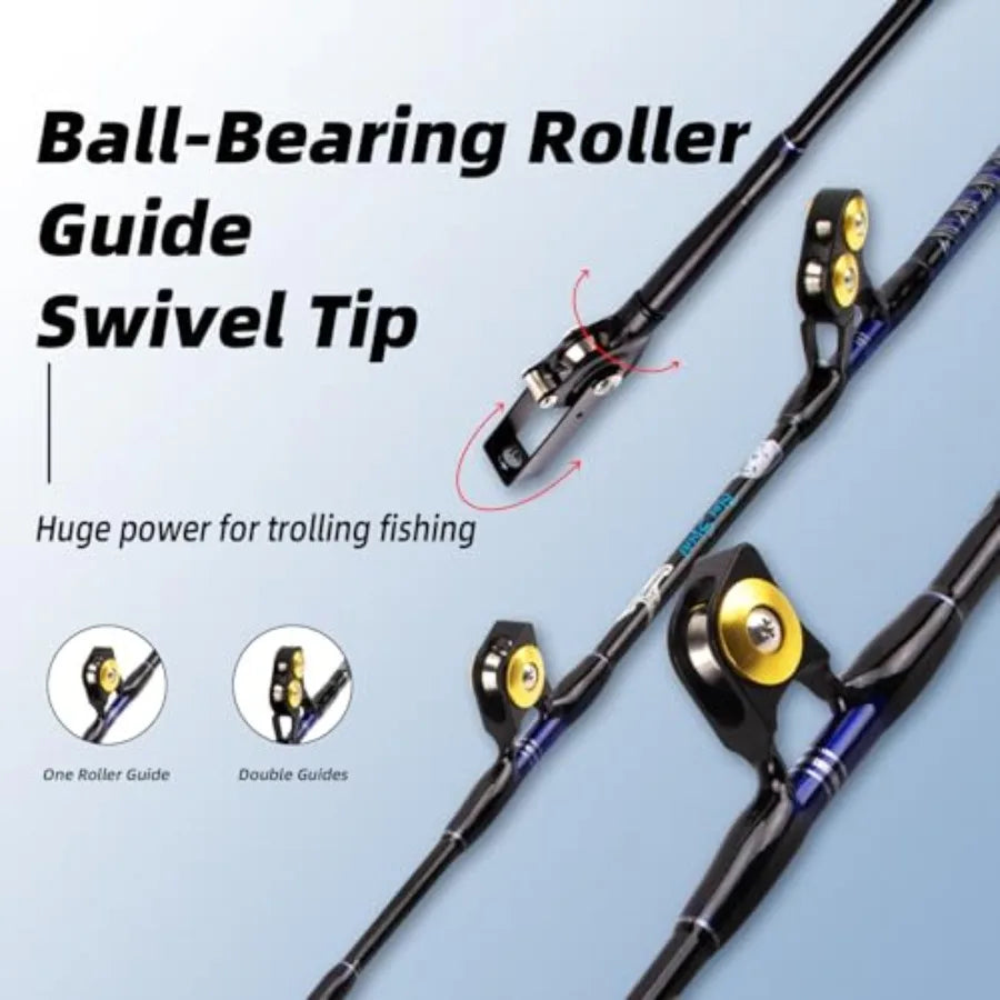 Bent Butt Fishing Rod Deep Sea Fishing Pole with Swivel Tip for Saltwater and Big Game Fishing Applications Enhanced Durability