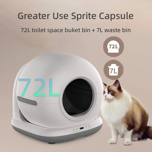Automatic Self Cleaning Cat Litter Box 72L With App Control For Big Cats