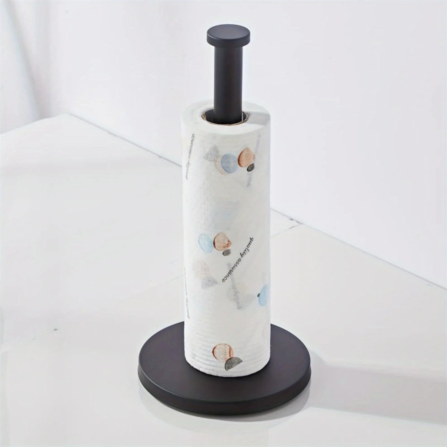 Stainless Steel Kitchen Roll Paper Towel Holder Freestanding Design with Weighted Base for Kitchen and Bathroom
