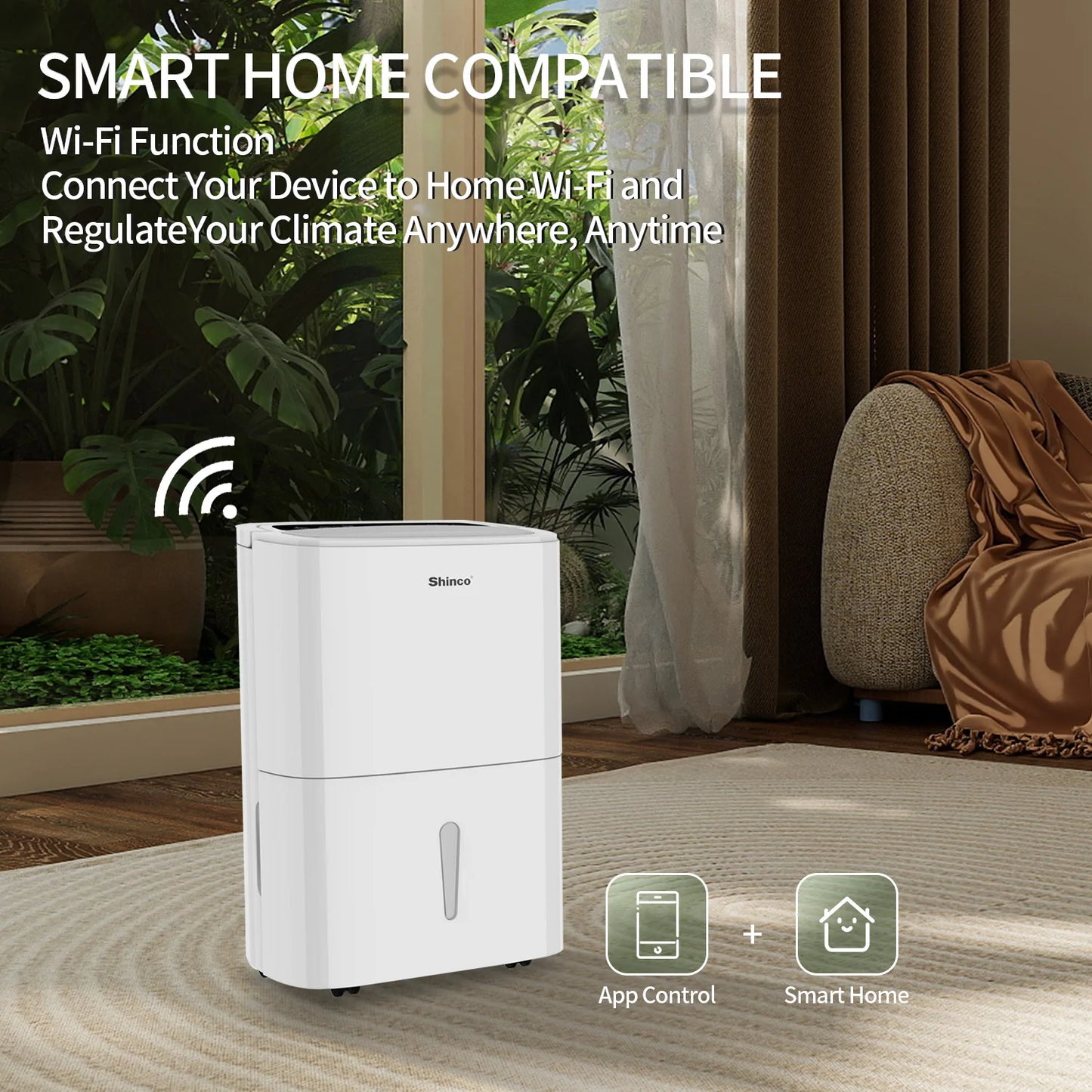 Shinco 150 Pints Energy Star Dehumidifier with WiFi for Large Spaces up to 7000 Sq Ft Built-in Pump and 1.85 Gallon Water Tank