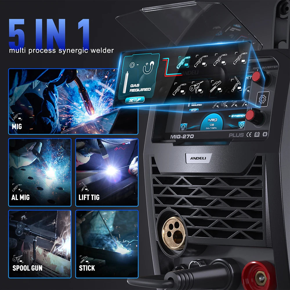 Andeli 200A Semi Automatic Welding Machine MIG TIG MMA Inverter Welder Spool Gun Compatible