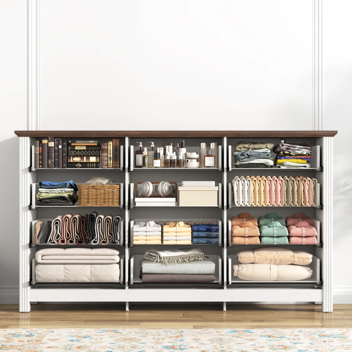 Large Dresser with 12 Drawers Modern Wood Storage Cabinet for Bedroom 63 Inch Clothes Organizer