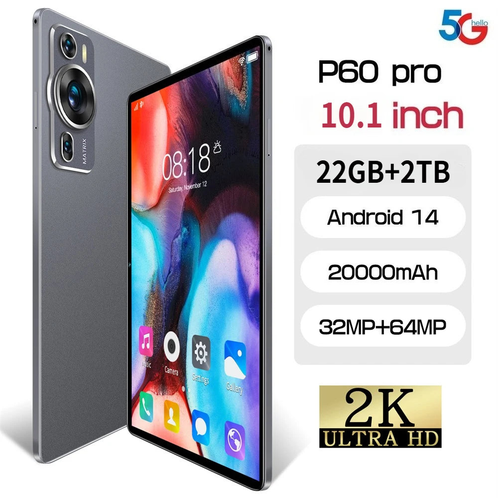 P60 Pro Tablet 5G Global Android 20000mAh Dual SIM Kids