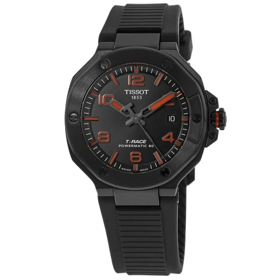 Tissot T-Race Powermatic 80 Automatic Black Dial Silicone Strap Men's Watch