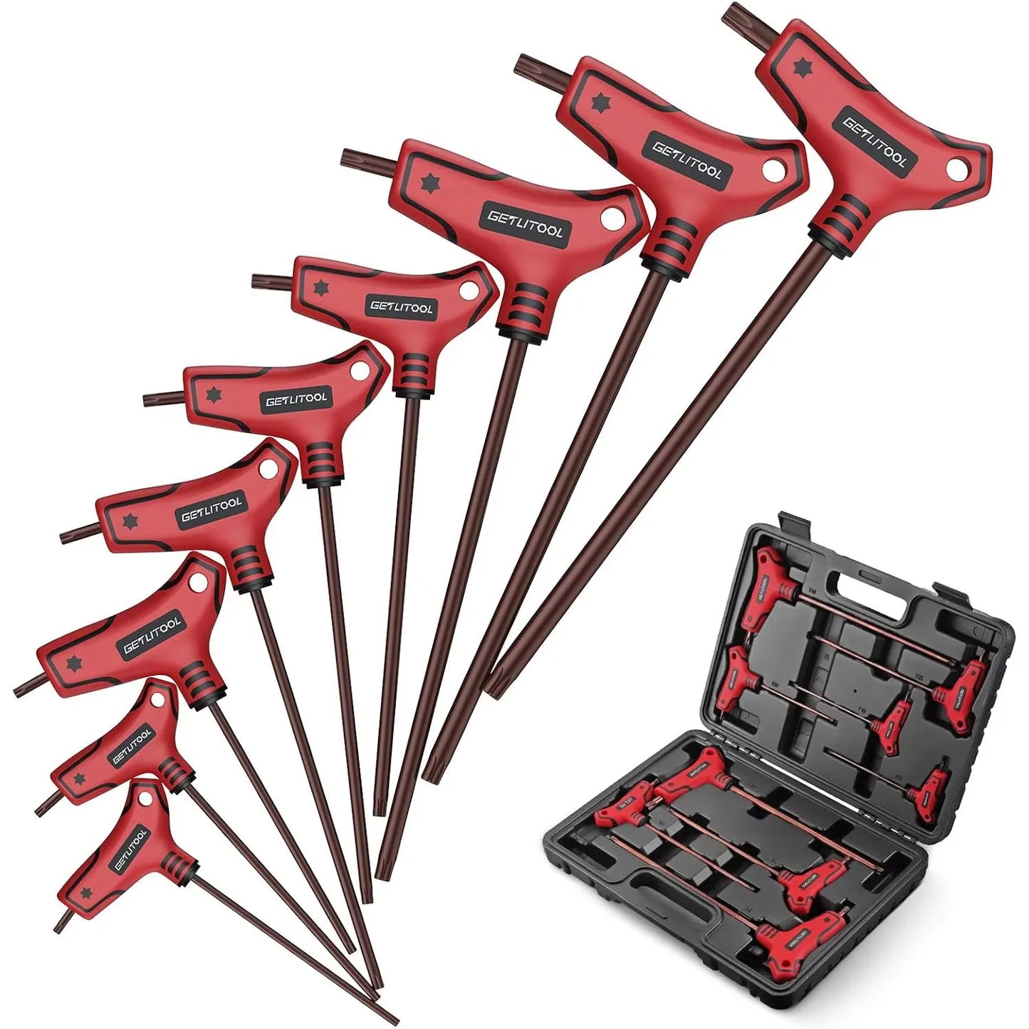 9Pc T Handle Torx Wrench Set S2 T10 T50 With Case For DIY Repair