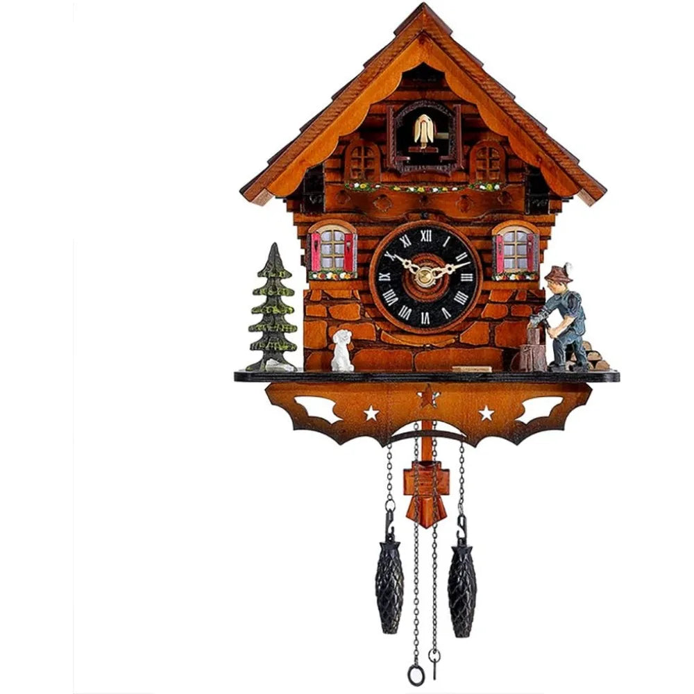 Traditional Black Forest Clock Antique Wooden Pendulum Quartz Wall Clock