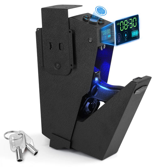 Biometric Bedside Handgun Safe Quick Access Pistol Lock Box for Nightstand Car Fingerprint Pin Code Type C
