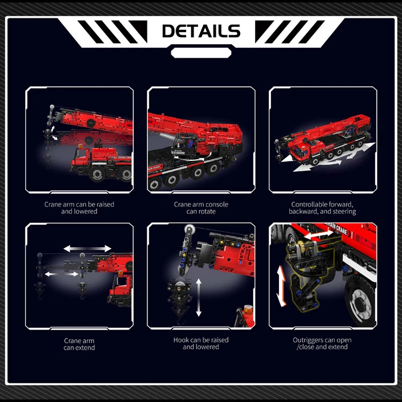 Mould King 17073 17074 RC LTM 1110 Crane Building Block Engineering Truck Set for Kids Christmas Gift