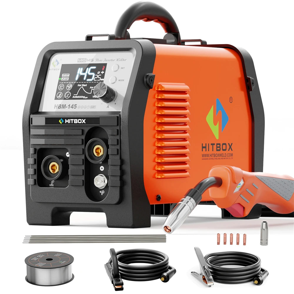 Hitbox 145A 4 In 1 Process MIG MMA MIG Lift TIG Welder Spool Gun LED Display