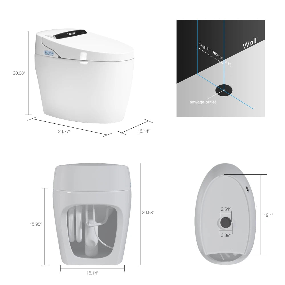 Smart Toilets with Heated Bidet Seat Portable Toilet with Built-in Bidet Intelligent Toilet Auto Open Close Seat