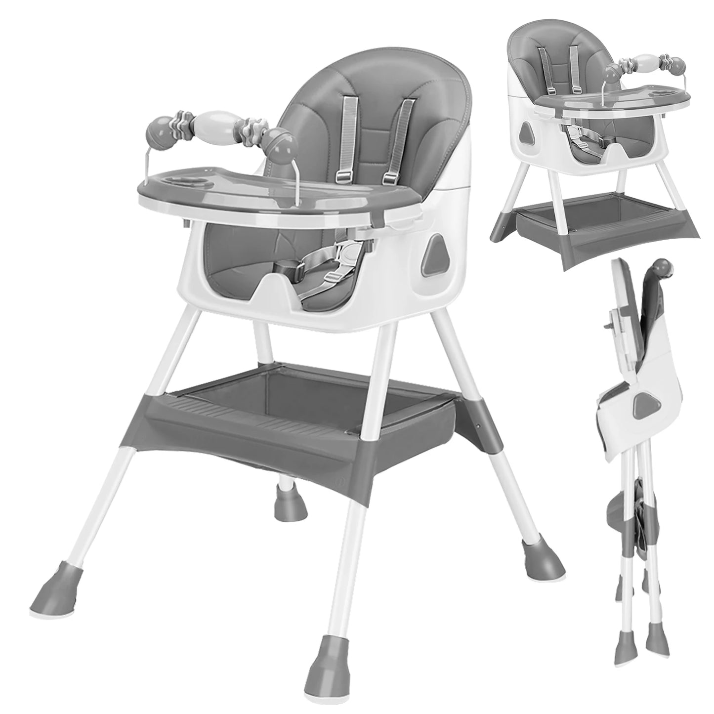 Ubravoo Foldable Baby High Chair for 6 Months Plus with Large Antislip Pad and Toy Rack Easy to Clean Feeding E500