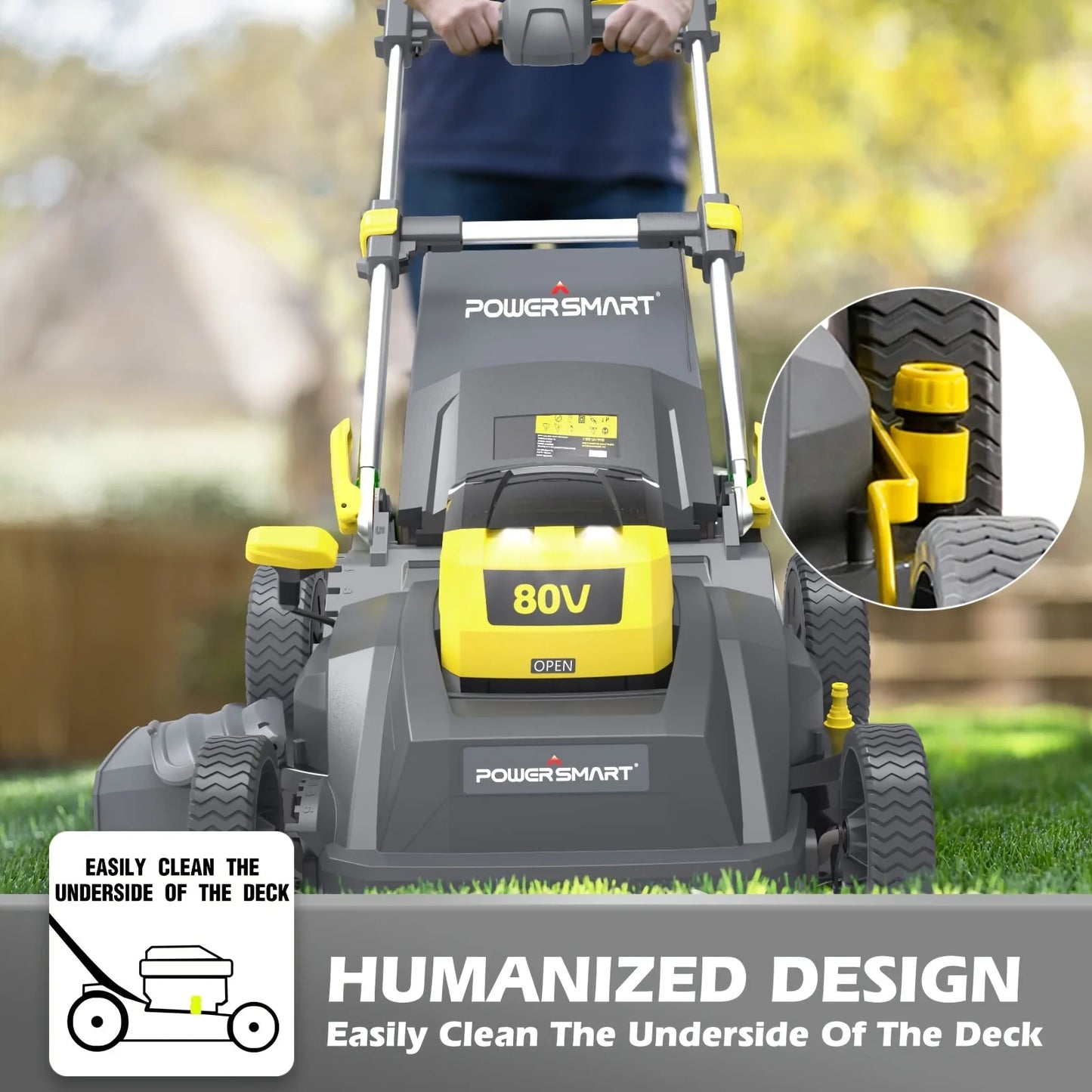 PowerSmart 80V 21 Inch Self Propelled Cordless Lawn Mower With 6.0Ah Battery