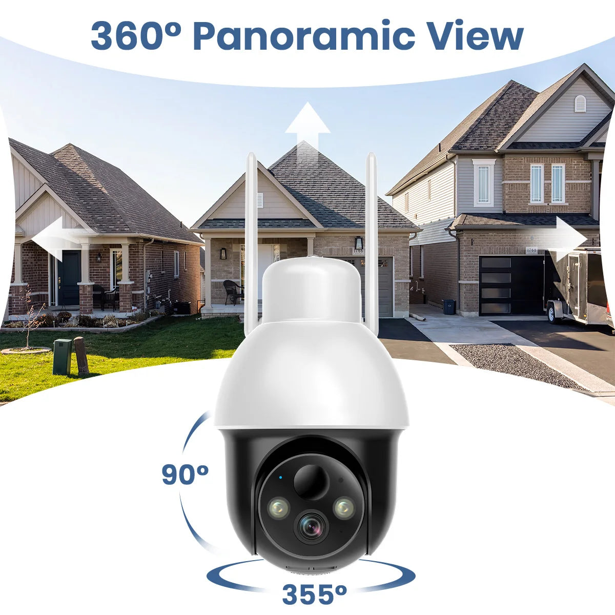 AOSU 3MP PTZ Solar Camera 5000mAh Battery Wireless 2.4GHz WiFi Outdoor CCTV Camera with PIR AI Detection and Two Way Audio