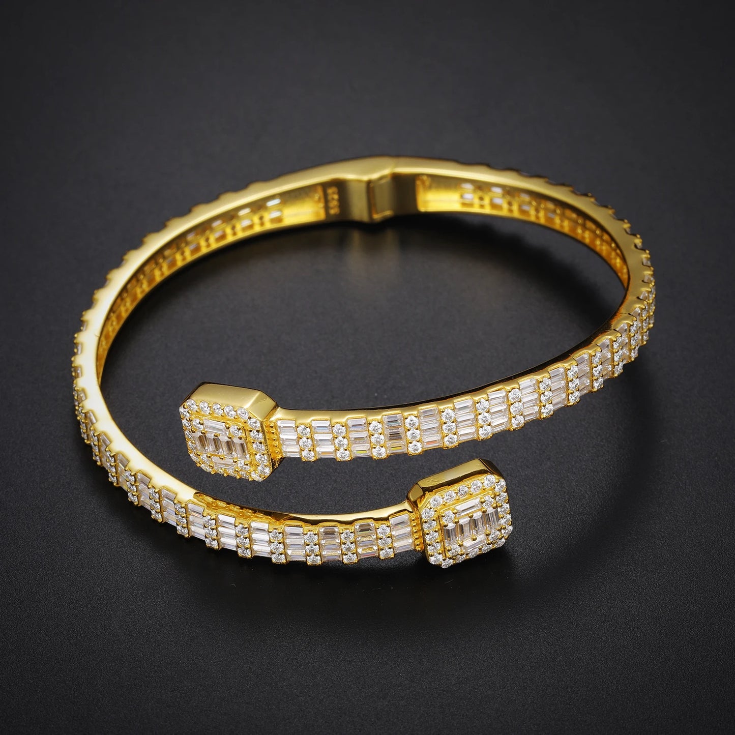 Moissanite Iced Out Baguette Bracelet Unisex 925 Sterling Silver Hip Hop Jewelry