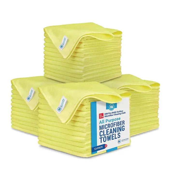 48 Pack 16 Inch by 16 Inch Microfiber Cleaning Towels Highly Absorbent Lint Free Multi Purpose Safe