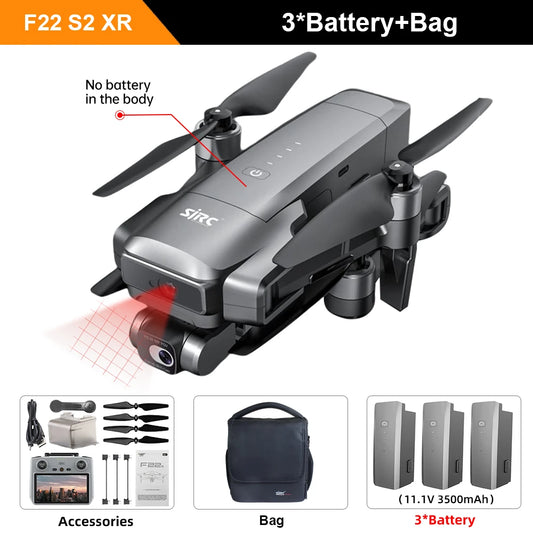 SJRC F22 S2XR PRO+ GPS Professional Drone With 4K EIS Camera Obstacle Avoidance Drones 2Axis Stabilized Gimbal 6KM RC Quadcopter