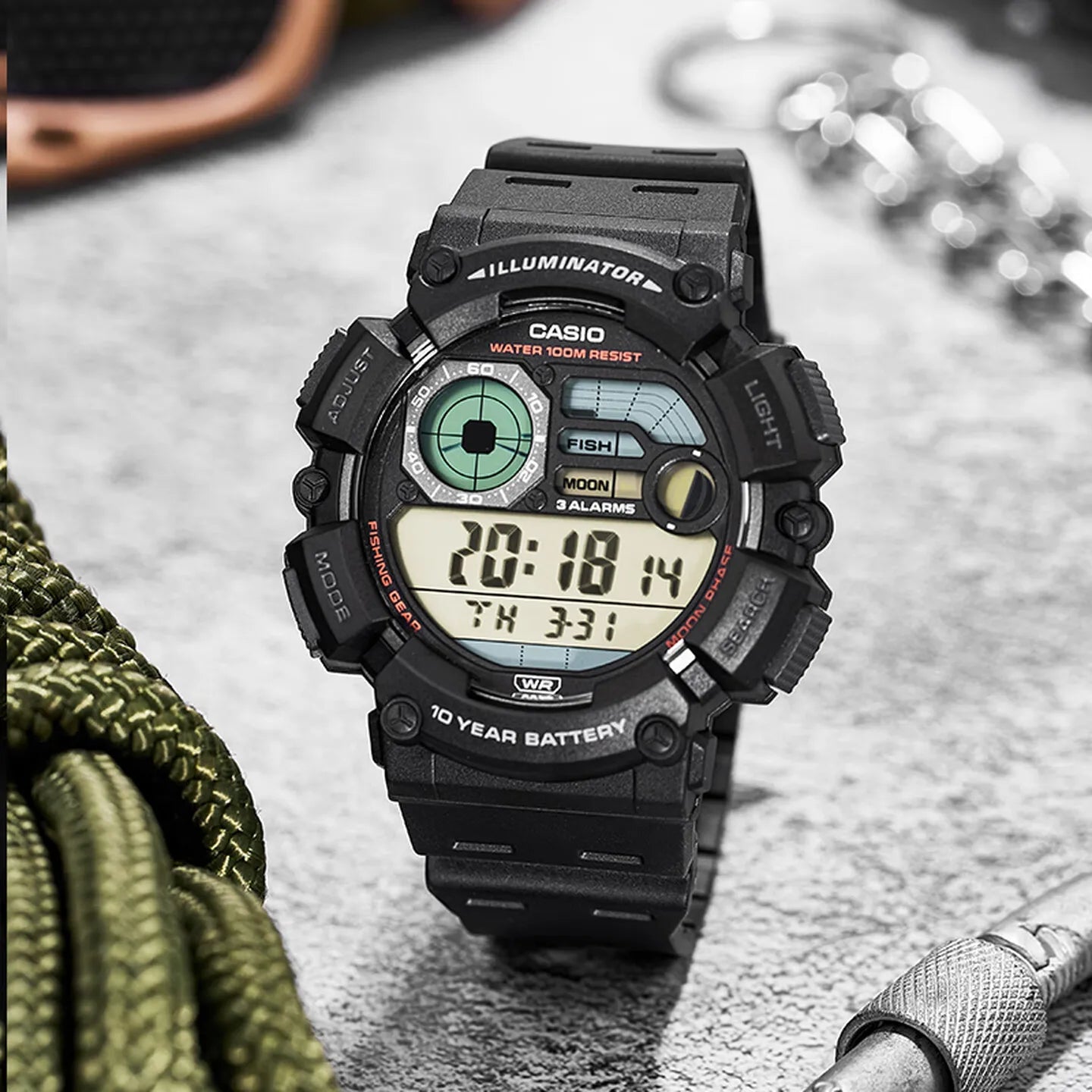 Casio WS-1500H Series Men's Large Dial Wristwatch Multifunctional Digital Display Waterproof Sports Leisure Electronic Watch